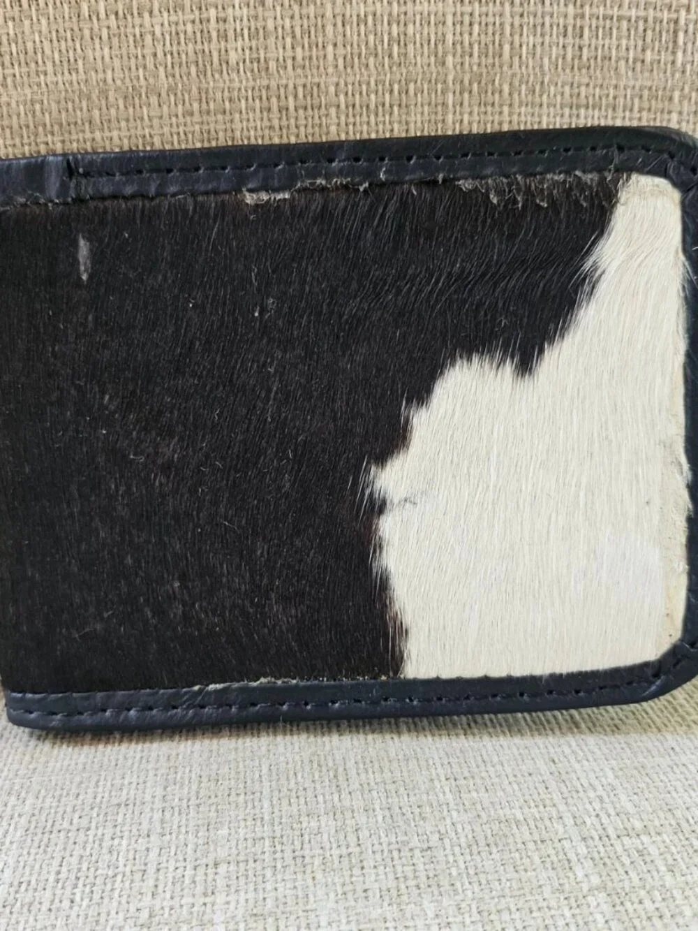 Handmade Wallet Billfold Black/White Real Hair Fur Cowhide Cardholder Purse New